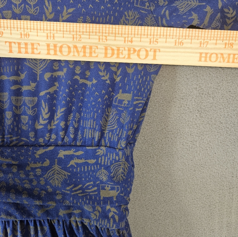 Mata Traders Novela Dress Midi Quirky Blue Foxes Print Organic Cotton Low Back S - Picture 3 of 10